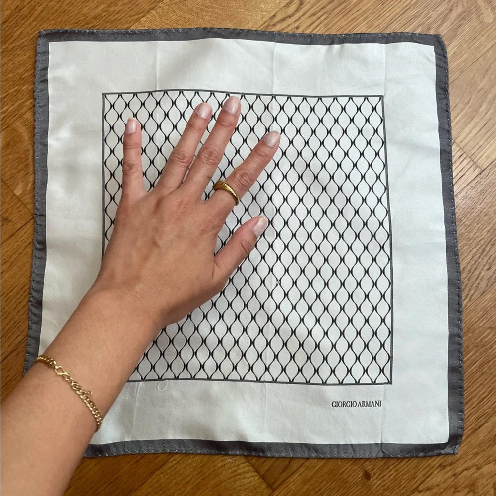 Giorgio Armani White & Gray Silk Scarf